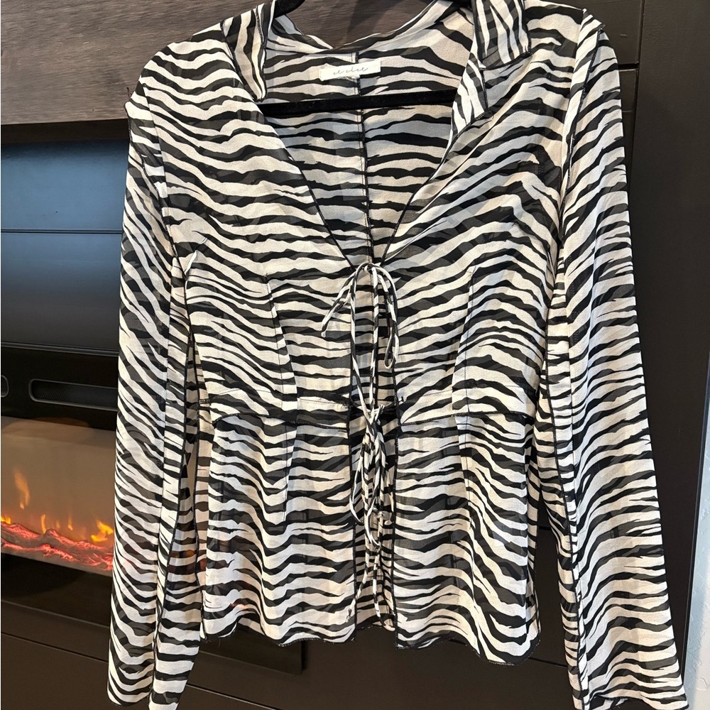 Zebra Print Tie-Front Blouse